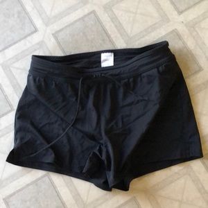 Black Lands’ End Swim shorts with attached panty, drawstring waist, Sz 8